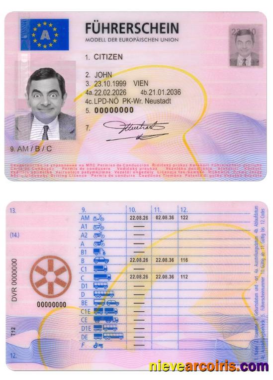 AUSTRIA driving license 2013 - present